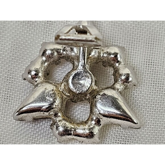 VINTAGE ESTATE JEWELRY SIGNED B DAVID FAUX PEARL RHINESTONE CLIP EARRINGS - Picture 6 of 7